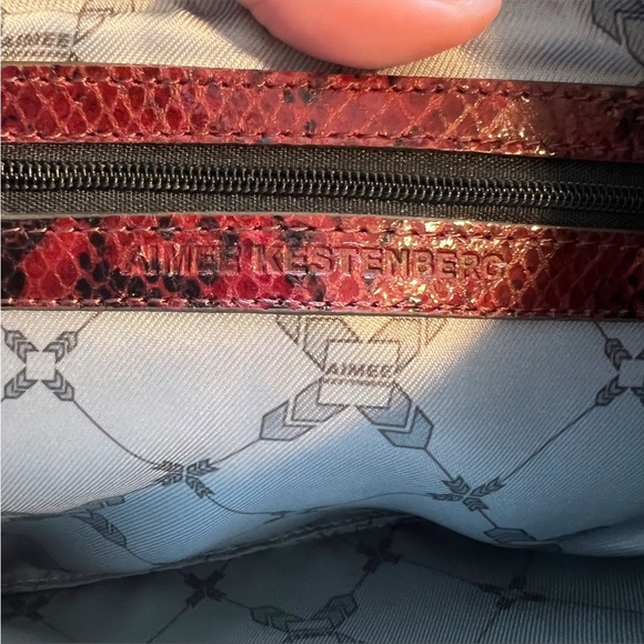 AIMEE KESTEBERG Melville Ruby Red Snakeskin Leather Clutch / Wristlet - Picture 11 of 16